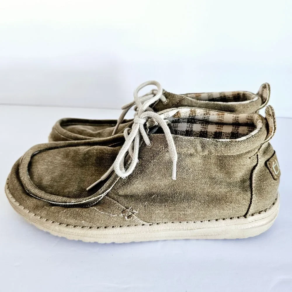 Hey Dude Mens Conrad L Nut Canvas High Top Loafer Slip On Shoes‎ Sz 8 - Sh339.15